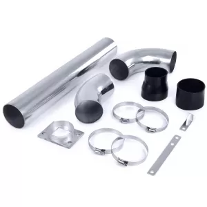 Aluminum power intake pipe set polished universal for sports air filter-image-6277198