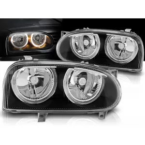 HEADLIGHTS ANGEL EYES BLACK fits VW GOLF 3 09.91-08.97