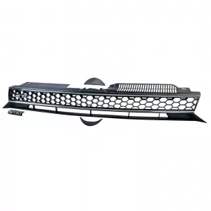 Sport Kühlergrill Schwarz Glanz Chrom ohne Emblem für VW Golf 6 auch GTI + R-image-6278089