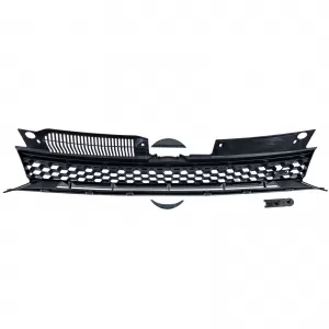 Sport Kühlergrill Schwarz Glanz Chrom ohne Emblem für VW Golf 6 auch GTI + R-image-6278095