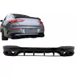 image-20-Rear Diffuser and Exhaust Tips suitable for Mercedes CLA X118 Shooting Brake C118 Coupe Sport Line (2019-06.2025) CLA45S Design Aerodynamic Night Package