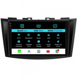 Dedicated Navigation suitable for Suzuki Swift (2003 - 2010), 9 Inch, 2Gb Ram, 32Gb Storage, Android Auto, Carplay - NAVCAS6030626