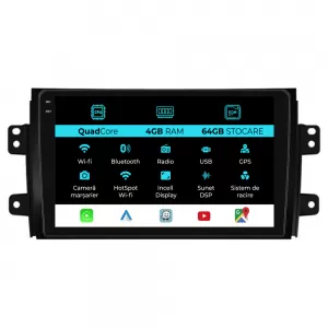 Dedicated Navigation suitable for Suzuki SX4 (2006 - 2014), QuadCore, 9 Inch, 4Gb Ram, 64Gb Storage, Android Auto, Carplay - NAVCAS6030632