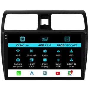 Dedicated Navigation suitable for Suzuki Swift (2003 - 2010), 10 Inch, 4Gb Ram, 64Gb Storage, Android Auto, Carplay
