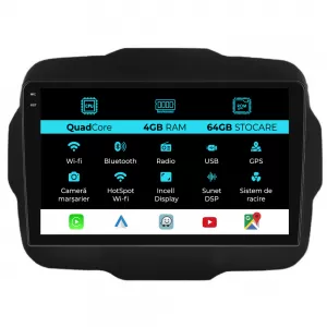 Dedicated Navigation suitable for Jeep Renegade (2016-2020), QuadCore, 9 Inch, 4Gb Ram, 64Gb Storage, Android Auto, Carplay - NAVCAJ6030672