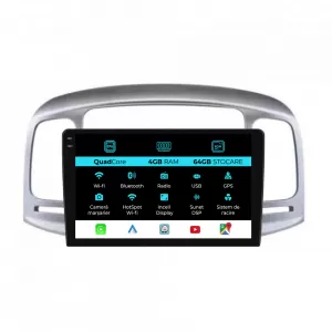 Dedicated Navigation suitable for Hyundai Accent (2005 - 2012), QuadCore, 9 Inch, 4Gb Ram, 64Gb Storage, Android Auto, Carplay - NAVCAH6030687