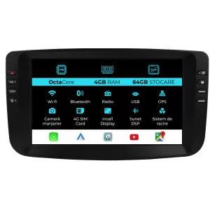 Dedicated Navigation suitable for Fiat Linea (2006-2012), 9 Inch, 4Gb Ram, 64Gb Storage, Android Auto, Carplay - NAVCAF6030801