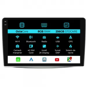 Dedicated Navigation suitable for Alfa Romeo Mito (2008-2018), 2K, 8GB RAM, 256GB Storage, Android Auto, Carplay - NAVCAAR6030844