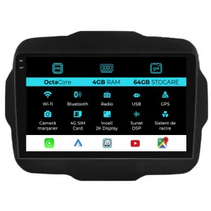 Dedicated Navigation suitable for Jeep Renegade (2016-2020), 2K, 4Gb RAM, 64Gb Storage, Android Auto, Carplay - NAVCAJ6030887