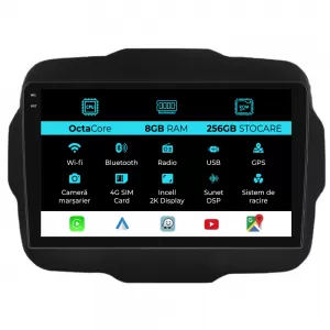Dedicated Navigation suitable for Jeep Renegade (2016-2020), 2K, 8Gb RAM, 256Gb Storage, Android Auto, Carplay - NAVCAJ6030888