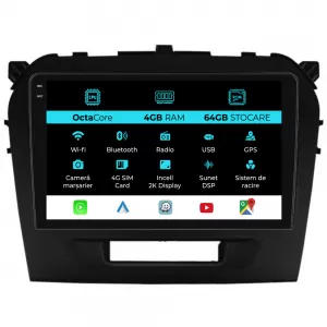 Dedicated Navigation suitable for Suzuki Vitara (2014-2019), 2K, 4Gb RAM, 64Gb Storage, Android Auto, Carplay - NAVCAS6030899