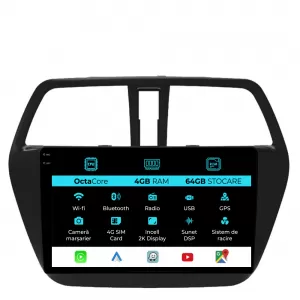 Dedicated Navigation suitable for Suzuki S-Cross (2012-2016), 2K, 4Gb RAM, 64Gb Storage, Carplay - NAVCAS6030901