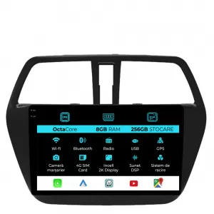 Dedicated Navigation suitable for Suzuki S-Cross (2012-2016), 2K, 8Gb RAM, 256Gb Storage, Carplay - NAVCAS6030902
