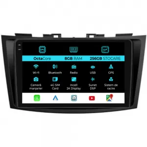 Dedicated Navigation suitable for Suzuki Swift (2003 - 2010), 2K, 8Gb RAM, 256Gb Storage, Android Auto, Carplay - NAVCAS6030906