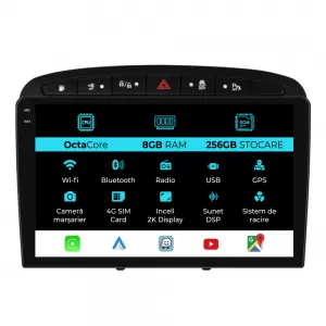Dedicated Navigation suitable for Peugeot 408 (2008 - 2013), 2K, 8Gb RAM, 256Gb Storage, Android Auto, Carplay - NAVCAP6030944