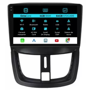 Dedicated Navigation suitable for Peugeot 207 (2006 - 2015), 2K, 4Gb RAM, 64Gb Storage, Android Auto, Carplay - NAVCAP6030949