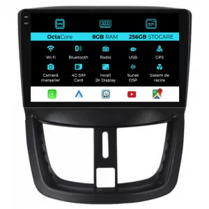 Dedicated Navigation suitable for Peugeot 207 (2006 - 2015), 2K, 8Gb RAM, 256Gb Storage, Android Auto, Carplay - NAVCAP6030950