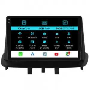 Dedicated Navigation suitable for Renault Megane 3 (2009 - 2015), 2K, 4Gb RAM, 64Gb Storage, Android Auto, Carplay - NAVCAR6031025