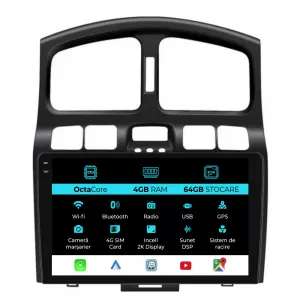 Dedicated Navigation suitable for Hyundai Santa Fe (2000-2006), 2K, 4Gb RAM, 64Gb Storage, Android Auto, Carplay - NAVCAH6031049