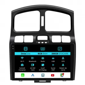 Dedicated Navigation suitable for Hyundai Santa Fe (2000-2006), 2K, 8Gb RAM, 258Gb Storage, Android Auto, Carplay - NAVCAH6031050