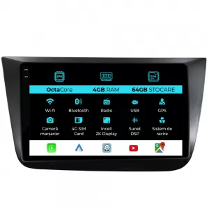 Dedicated Navigation suitable for Seat Altea (2004 - 2015), 2K, 4Gb RAM, 64Gb Storage, Android Auto, Carplay - NAVCAS6031177