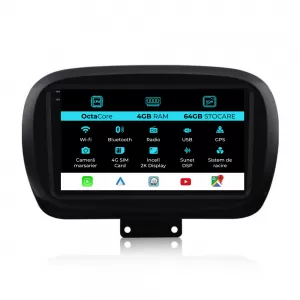 Dedicated Navigation suitable for Fiat 500X (2014 - 2020), 2K, 4Gb RAM, 64Gb Storage, Android Auto, Carplay - NAVCAF6031179