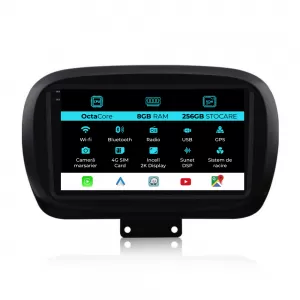 Dedicated Navigation suitable for Fiat 500X (2014 - 2020), 2K, 8Gb RAM, 256Gb Storage, Android Auto, Carplay - NAVCAF6031180