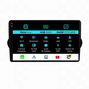 Dedicated Navigation suitable for Fiat Tipo (2015-2021), 2K, 4Gb RAM, 64Gb Storage, Android Auto, Carplay - NAVCAF6031221