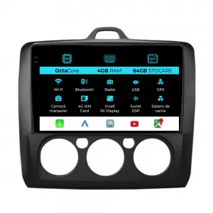 Dedicated Navigation suitable for Ford Focus (2004 - 2012), 2K, 4Gb RAM, 64Gb Storage, Android Auto, Carplay - NAVCAF6031225