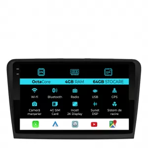 Dedicated Navigation suitable for Skoda Superb 2 (2008 - 2015), 2K, 4Gb RAM, 64Gb Storage, Android Auto, Carplay - NAVCAS6031291