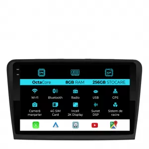 Dedicated Navigation suitable for Skoda Superb 2 (2008 - 2015), 2K, 8GB RAM, 256GB Storage, Android Auto, Carplay - NAVCAS6031292