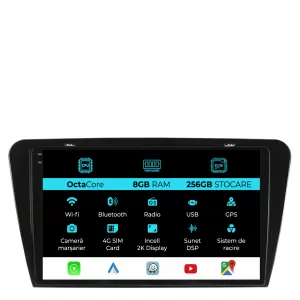Dedicated Navigation suitable for Skoda Octavia 3 (2013 - 2018), 2K, 8Gb RAM, 256Gb Storage, Android Auto, Carplay - NAVCAS6031306