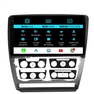 Dedicated Navigation suitable for Skoda Octavia 2 (2004 - 2013), 2K, 8Gb RAM, 256Gb Storage, Android Auto, Carplay - NAVCAS6031308