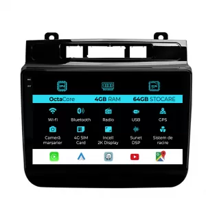 Dedicated Navigation suitable for Volkswagen Touareg (2010 - 2018), 2K, 4Gb RAM, 64Gb Storage, Android Auto, Carplay - NAVCAV6031333