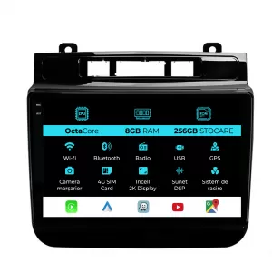 Dedicated Navigation suitable for Volkswagen Touareg (2010 - 2018), 2K, 8Gb RAM, 256Gb Storage, Android Auto, Carplay - NAVCAV6031334
