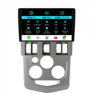 Dedicated Navigation suitable for Dacia Logan 1 (2004 - 2008), 2K, 4Gb RAM, 64Gb Storage, Android Auto, Carplay - NAVCAD6031343