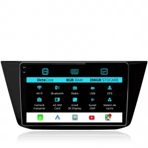 Dedicated Navigation suitable for Volkswagen Tiguan (2016 - 2023), 2K, 8Gb RAM, 256Gb Storage, Android Auto, Carplay - NAVCAV6031346