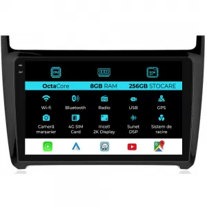 Dedicated Navigation suitable for Volkswagen Polo (2004 - 2011), 2K, 8Gb RAM, 256Gb Storage, Android Auto, Carplay - NAVCAV6031362