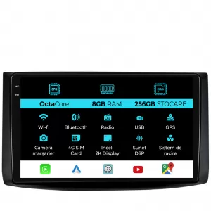 Dedicated Navigation suitable for Chevrolet Aveo (2002 - 2011), 2K, 8GB RAM, 256GB Storage, Android Auto, Carplay - NAVCAC6031366