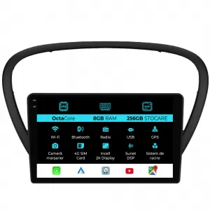 Dedicated Navigation suitable for Peugeot 607 (2004 - 2011), 2K, 8GB RAM, 256GB Storage, Android Auto, Carplay - NAVCAP6031374