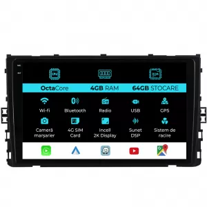 Dedicated Navigation suitable for Volkswagen T-Roc (2017 - 2025), 2K, 4Gb RAM, 64Gb Storage, Android Auto, Carplay - NAVCAV6031379