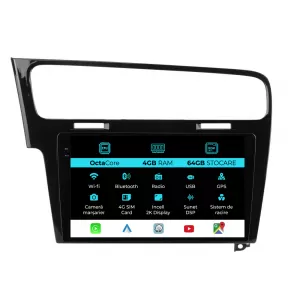 Dedicated Navigation suitable for Volkswagen Golf 7 (2013 - 2020), 2K, 4Gb RAM, 64Gb Storage, Android Auto, Carplay - NAVCAV6031383