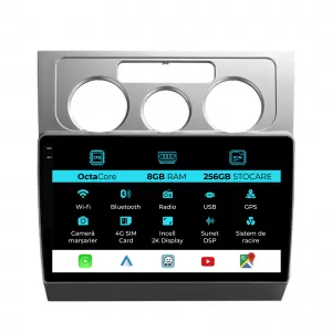 Dedicated Navigation suitable for Volkswagen Touran (2003 - 2014), 2K, 8Gb RAM, 256Gb Storage, Android Auto, Carplay - NAVCAV6031420