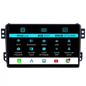 Dedicated Navigation suitable for Opel Agila (2000 - 2014), 2K, 8Gb RAM, 256Gb Storage, Android Auto, Carplay - NAVCAO6031945