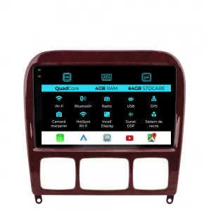 Dedicated Navigation suitable for Mercedes S-Class W220 (1998-2005), 9 Inch, Quad Core, 4GB RAM, 64GB Storage, Carplay - NAVCAM6032082