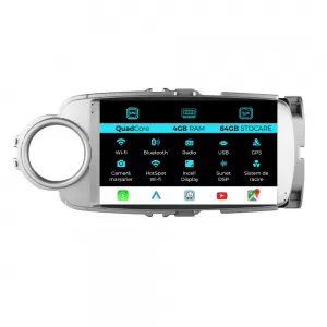 Dedicated Navigation suitable for Toyota Yaris (2011-2018), QuadCore, 9 Inch, 4Gb RAM, 64Gb Storage, Carplay - NAVCAT6032114