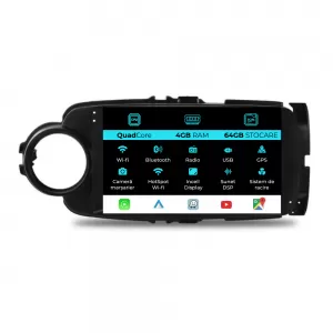 Dedicated Navigation suitable for Toyota Yaris (2011-2018), QuadCore, 9 Inch, 4GB RAM, 64GB Storage, Carplay - NAVCAT6032122