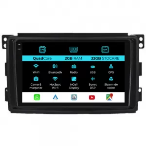 Dedicated Navigation suitable for Smart For Four (2005 - 2010), 9 Inch, 2Gb Ram, 32Gb Storage, Android Auto, Carplay - NAVCAS6032145