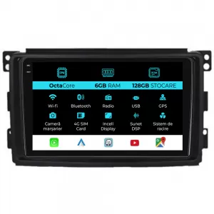 Dedicated Navigation suitable for Smart For Four (2005 - 2010), 10 Inch, 6Gb Ram, 128Gb Storage, Android Auto, Carplay - NAVCAS6032148