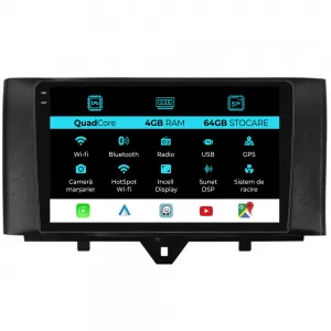 Dedicated Navigation suitable for Smart For Four (2010 - 2015), QuadCore, 9 Inch, 4Gb Ram, 64Gb Storage, Android Auto, Carplay - NAVCAS6032154
